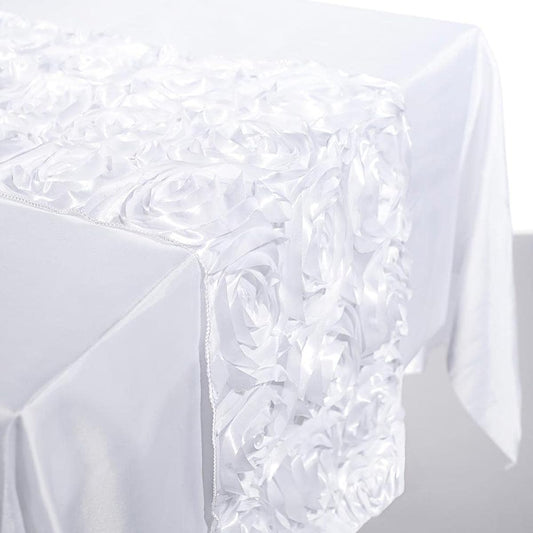 Anderson's Satin Rosette Table Runner 14 Feet Length White 380050WH