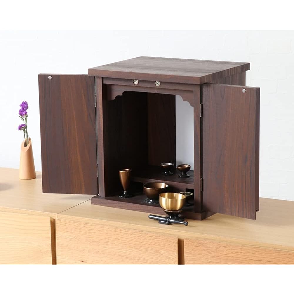 Mini Buddhist Altar "INORU" Walnut Color Pray Inoru Compact Memorial Service WN