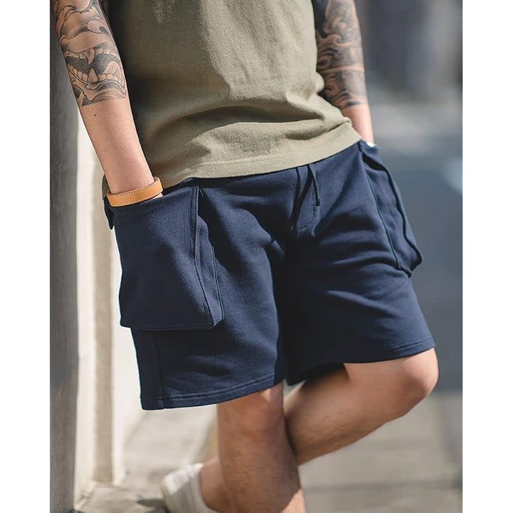 Aspersio Men's Sweat Shorts, Above the Knee, with Pockets, Military Cargo Pants