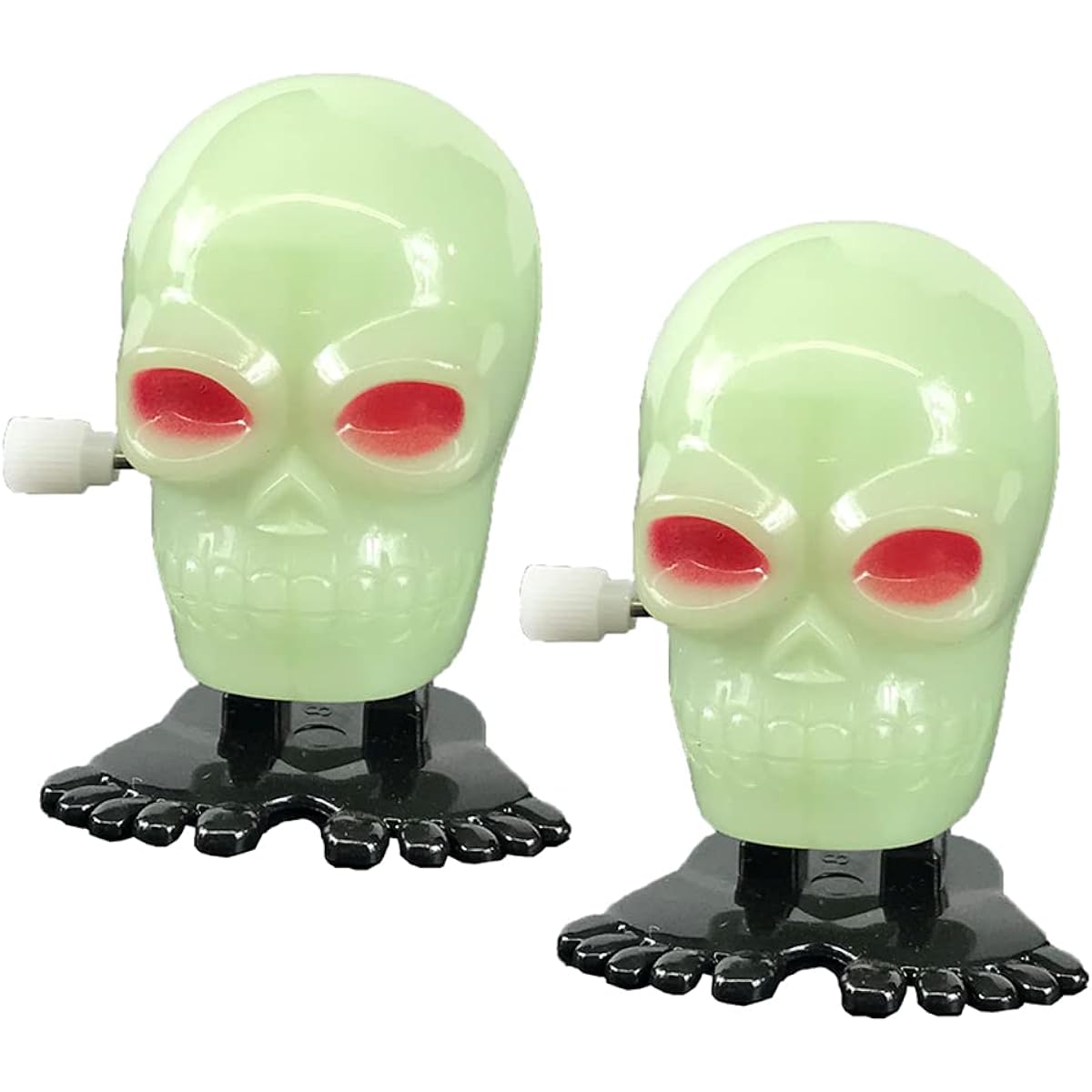 Wind Up Hopping Jumping Glow in the Dark Skull Halloween Party Favors 2 Pack