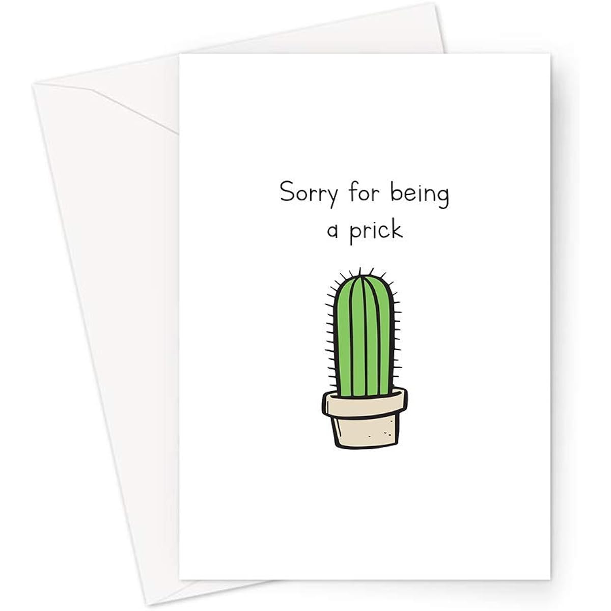 Sorry for Being A Prick Greeting Card | Funny Sorry for Being A Prick Card, Hilarious Hand Drawn Cactus Apology Card for Him, Her, Husband, Wife, Friend, Girlfriend, Boyfriend
