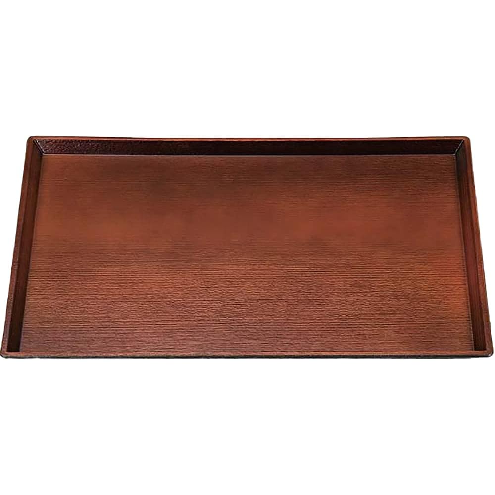 [Commercial Use Set] Fukui Craft Tabletop Tray/Bon, Low Non-Slip Processing, Made in Japan, Clear Stream Long Wood Grain Tray, Brown, 1 Shaku (5 Pieces)