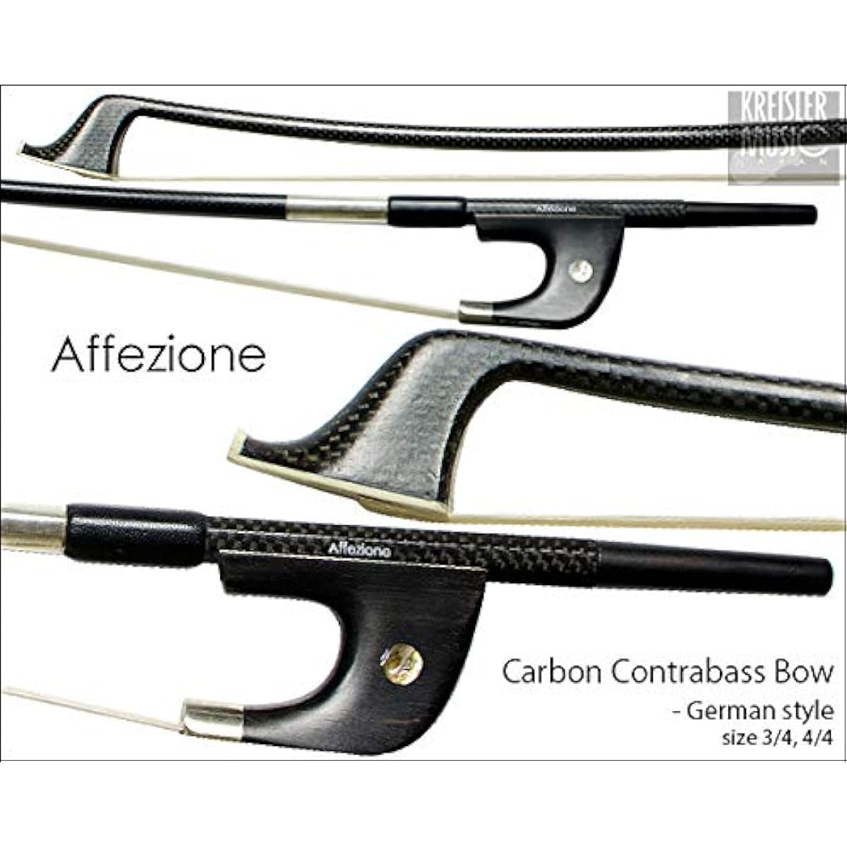 Double Bass Bow German Affezione High Quality Carbon White Copper Specification 3/4 (4/4 Common) Size