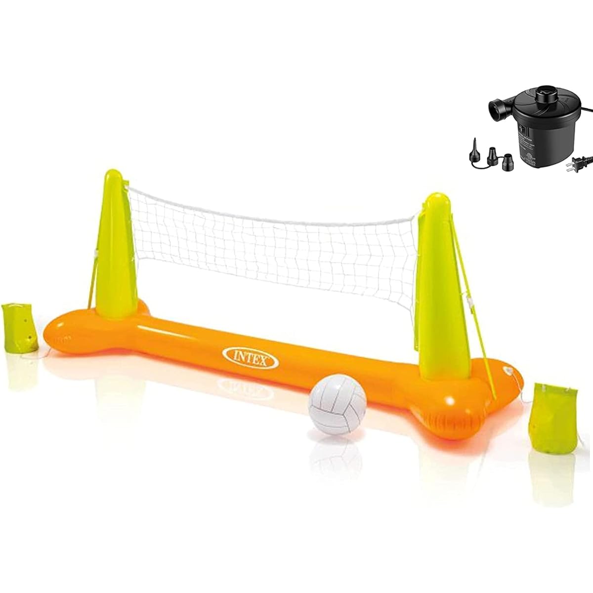 Pool volleyball game with pump