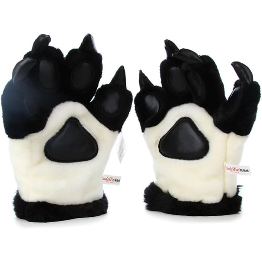 1 Pair Cute Simulation Panda Paw Plush Toy Tiger Paw Plush Gloves