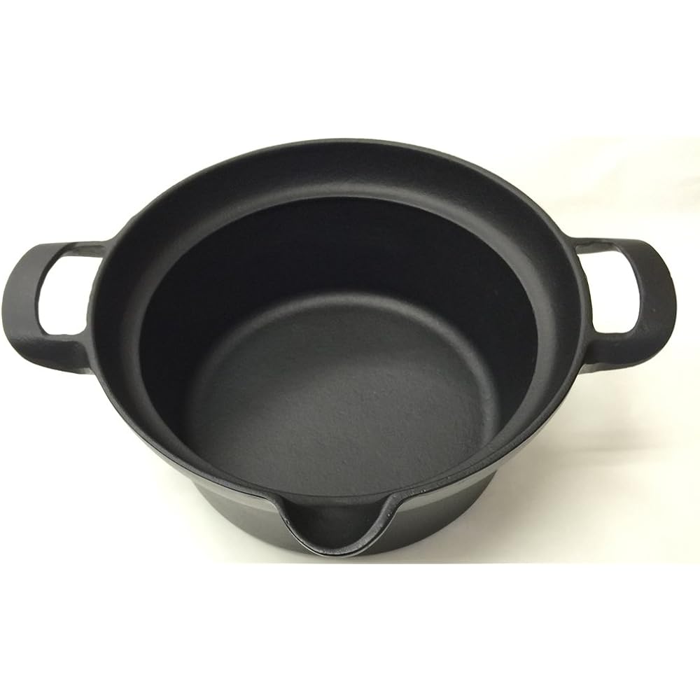 Nanbu Iron Craft Deep-fried Pot 22cm Iron Made in Japan 1.8L Black IC-011