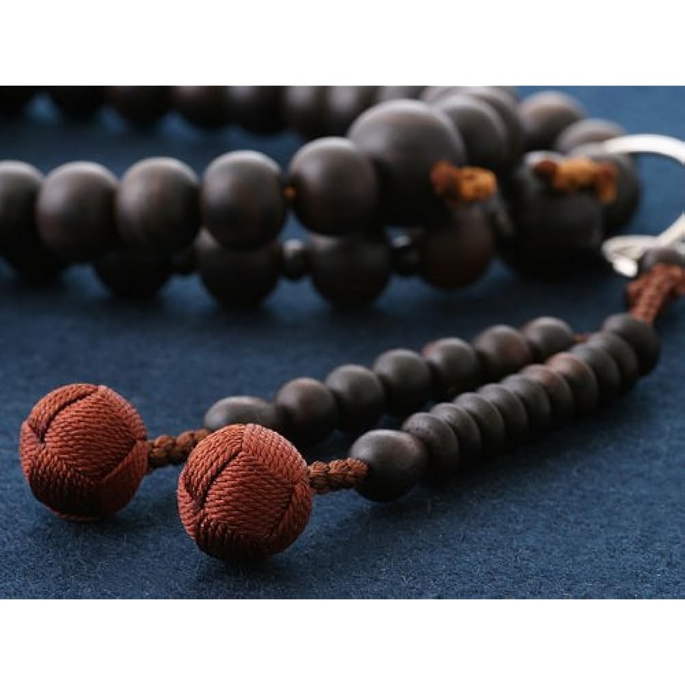 Kyoto Buddhist Altar Hayashi Prayer Beads Jodo Sect Ebony (Unground) (For Men) Official Ceremony [Bead Bag Set] SM-006 Kyoto Prayer Beads