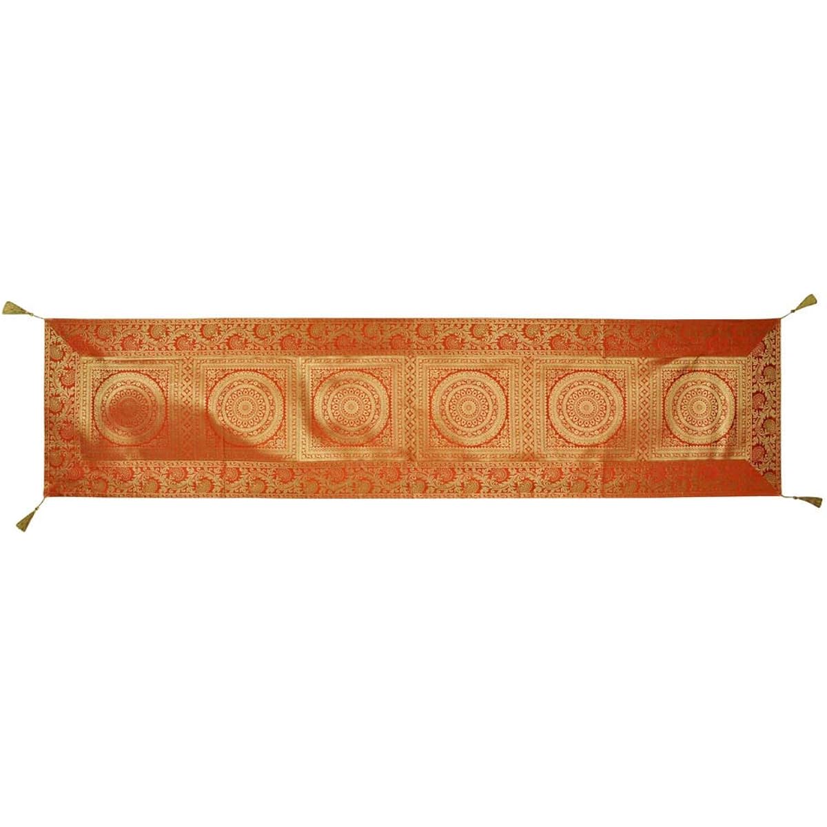 Lalhaveli Living Room Decorative Orange Silk Table Runner 183 x 41 Cm