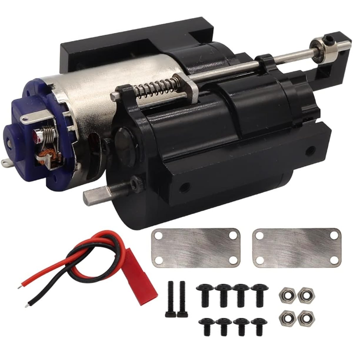 Third Generation Full Metal 2 Speed Gearbox Transmission for WPL B1 B14 B24 C14 C24 MN D90 D91 MN96 1/12 RC Car Parts (Black)