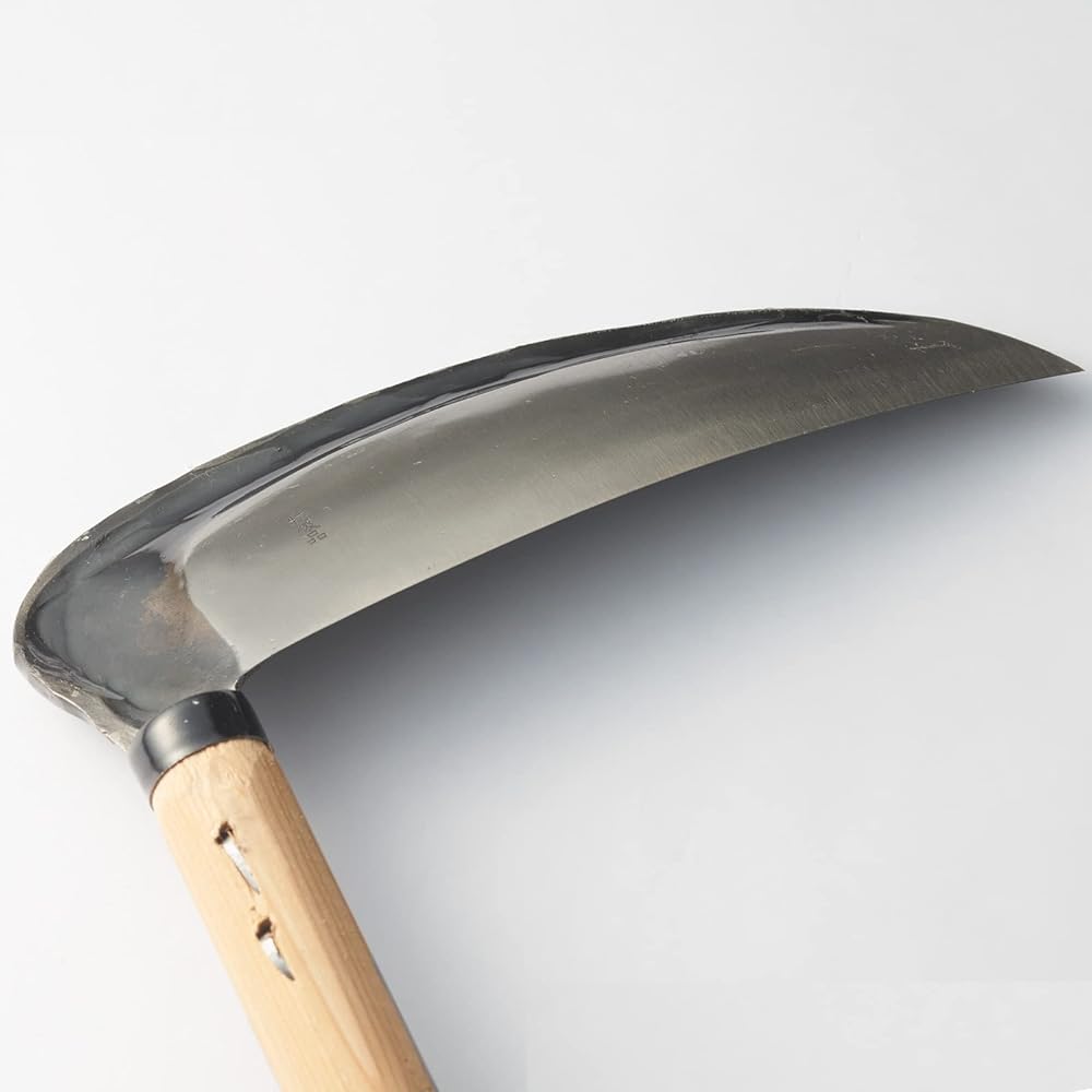 Geely Yonezawa-shaped sickle, thin blade, handmade, 195mm, with 5 handles, domestically made, made in Japan, artisans, hand-hammered, forged, for mowing, durable, lightweight, for weeds and soft grass, Tohoku