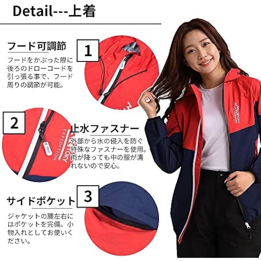 [Arashiyama] Women's Rainwear, Top and Bottom Set, Golf, Rain Suit, Raincoat, Mountain Parka, Waterproof, Lightweight, Bicycle