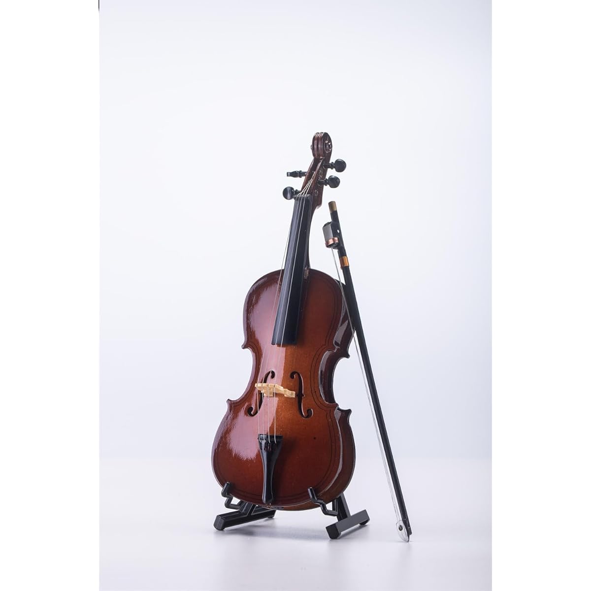 ALANO Miniature Violin Mini Musical Instrument Wooden Model Replica Christmas Festival Decoration Holiday Tree Ornament with Stand (12cm)
