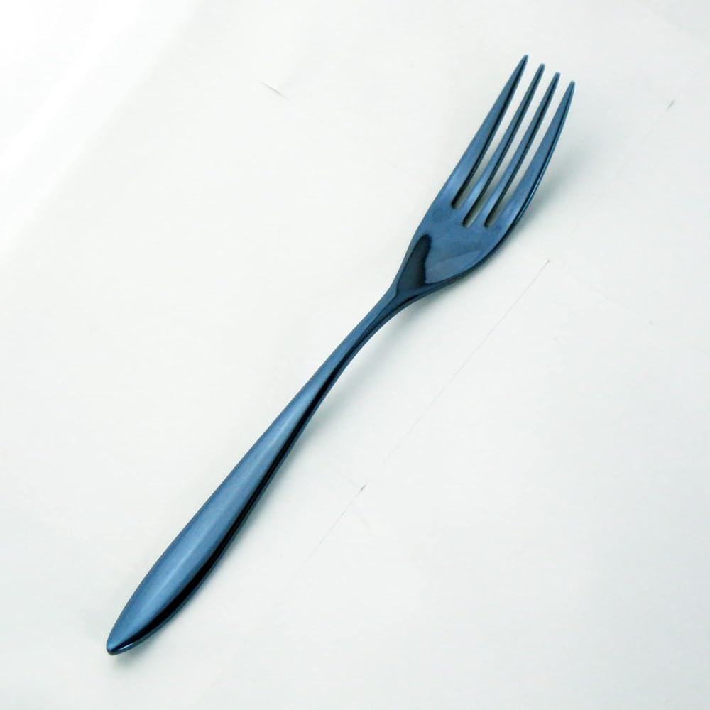 Nagao IKI Dinner Cutlery Set, Blue Ink and White, 3 Pieces, 18-8 Stainless Steel, Made in Japan, Bag Holder Only