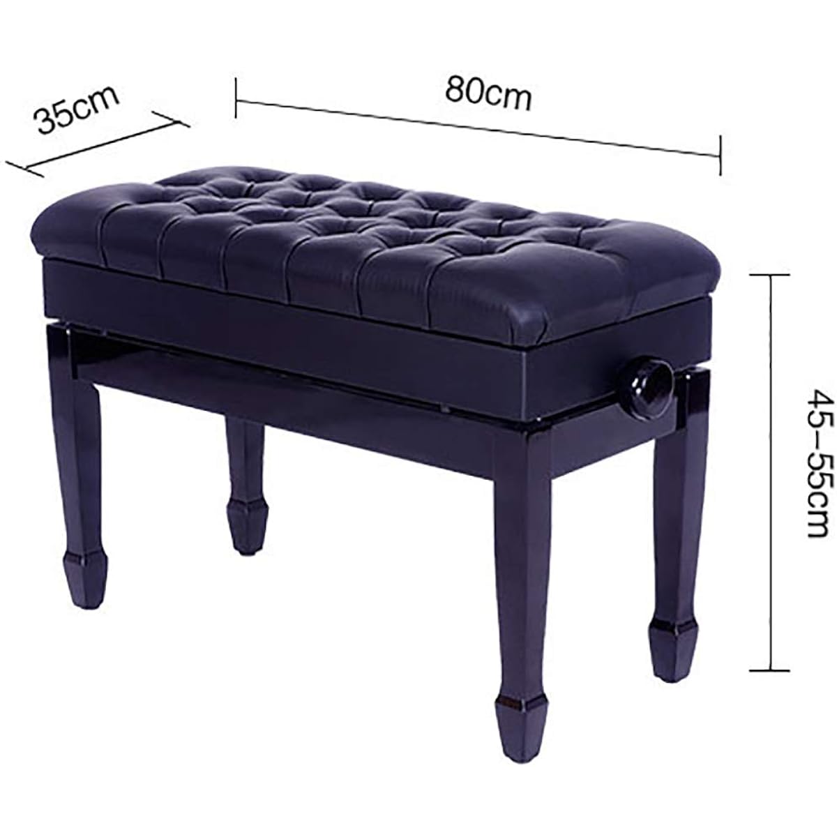 Piano bench High-grade thick solid wood double lift piano stool with bookshelf electric piano stool Piano chair (Color: Reddish brown, Size: 80x35x45cm)
