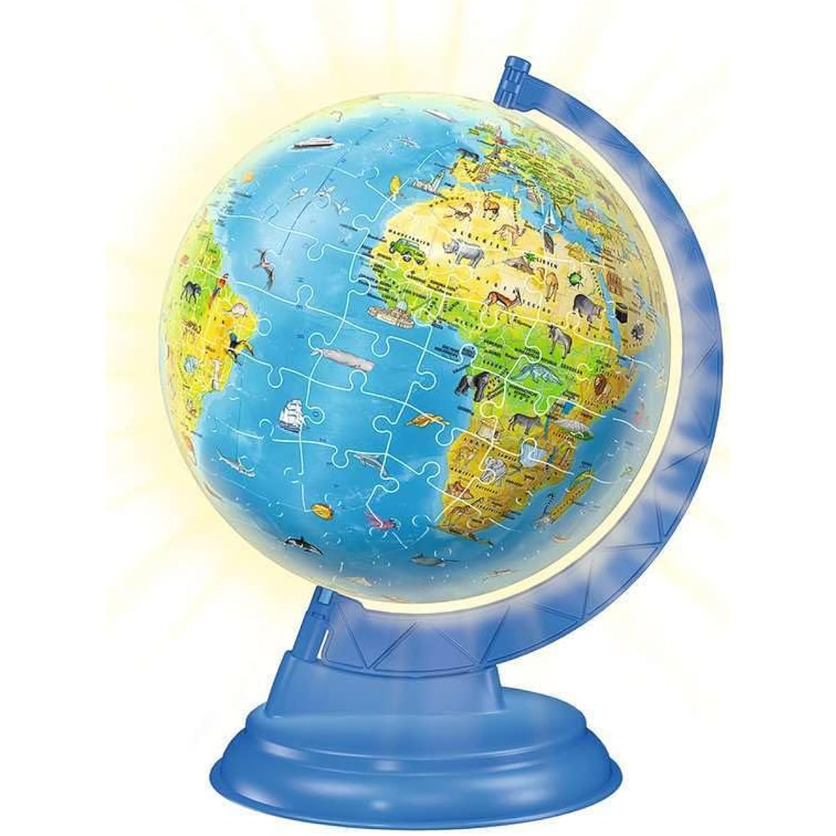 Ravensburger 3D Puzzle 11274 - Children's globe with light in German - 180 pieces - Illuminated globe for children from 6 years: Experience puzzling in the 3rd dimension