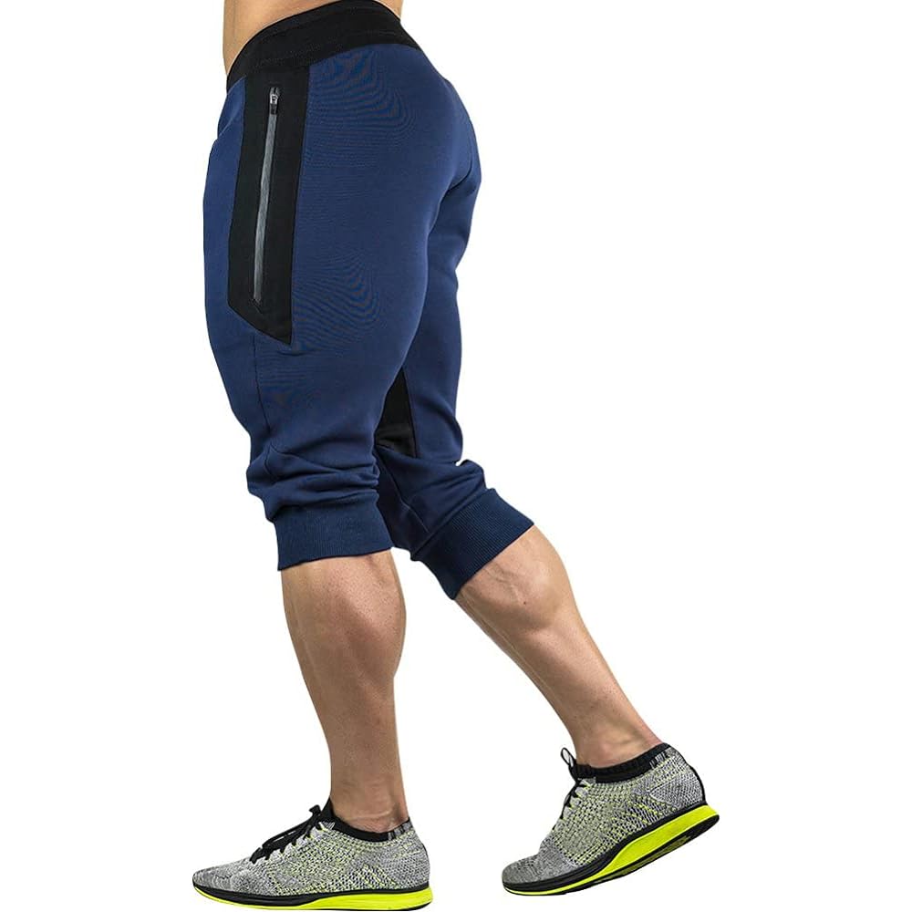[Mechieng] Men's Jogger Pants, Training, 3/4 Length Pants, High Quality, Gym Wear, Half Pants, Breathable