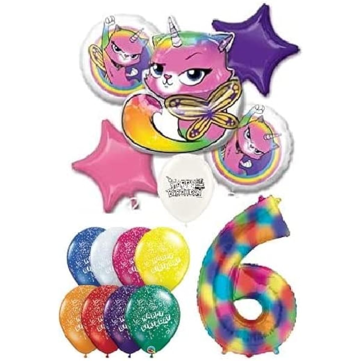 Rainbow Butterfly Unicorn Kitty 6th Birthday Party Event Balloons