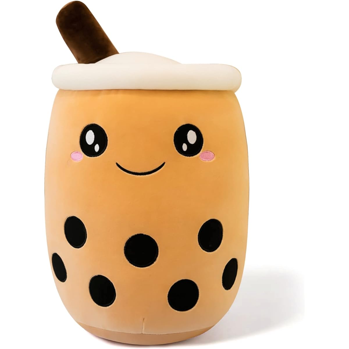 DITUCU 13.7inch Cute Boba Tea Plush Toy Brown Pearl Milk Tea Bubble Plush Pillow Home Soft Hug Pillow Milk Tea Gift for Kids (Brown 13.7inch)