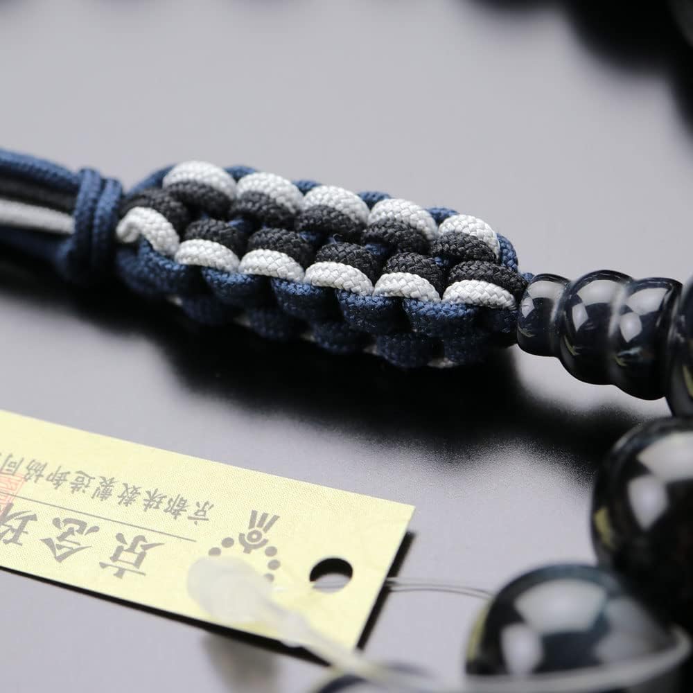 Nenju.com ≪Special Price≫ Jodo Shinshu Prayer Beads for Men, 22 Beads, Blue Tiger Eye Stone, String Tassel [Regular Prayer Beads, Kyoto Buddhist Prayer Beads, Kyoto Disciples, Shinshu Hawks Eye, Blue Tiger Eye, Tiger Eye Stone, Funerals, Funerals, Memori