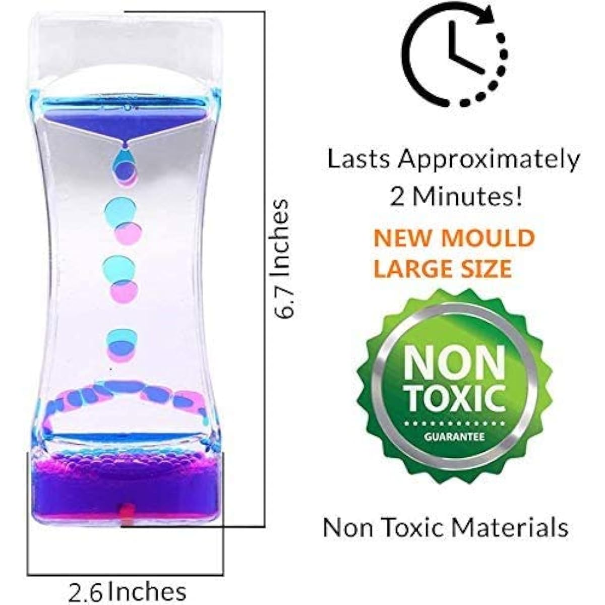 LIVOND Liquid Motion Bubbler Sensory Timer 2 Minutes – Large Calming Sensory Bubble Toy for Kids with Autism, ADHD, Anxiety and Special Needs (3 Pack)