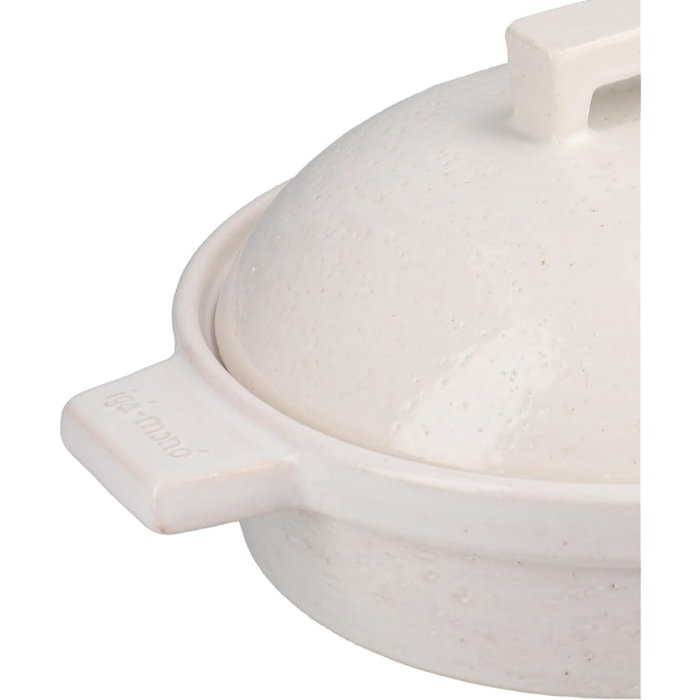 Nagaten IH Compatible Earthen Pot Bistro Steam Pot Steamer Pot Small For 2-3 People Approx. 23cm Approx. 1200ml IH Direct Fire Range Oven OK White AIC-31