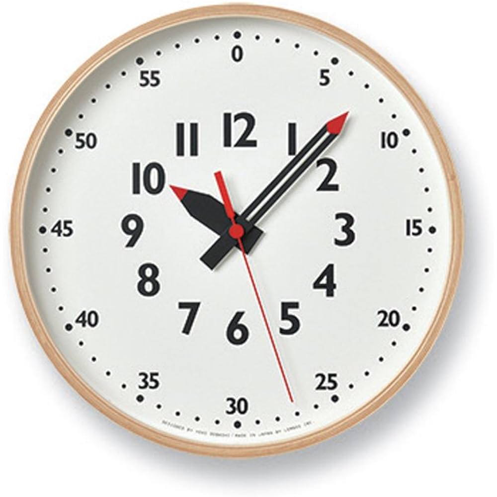 Lemnos Wall Clock Funpun Clock L Size Analog Wooden Frame Natural Colored Wood YD14-08 L Kids Educational Lemnos