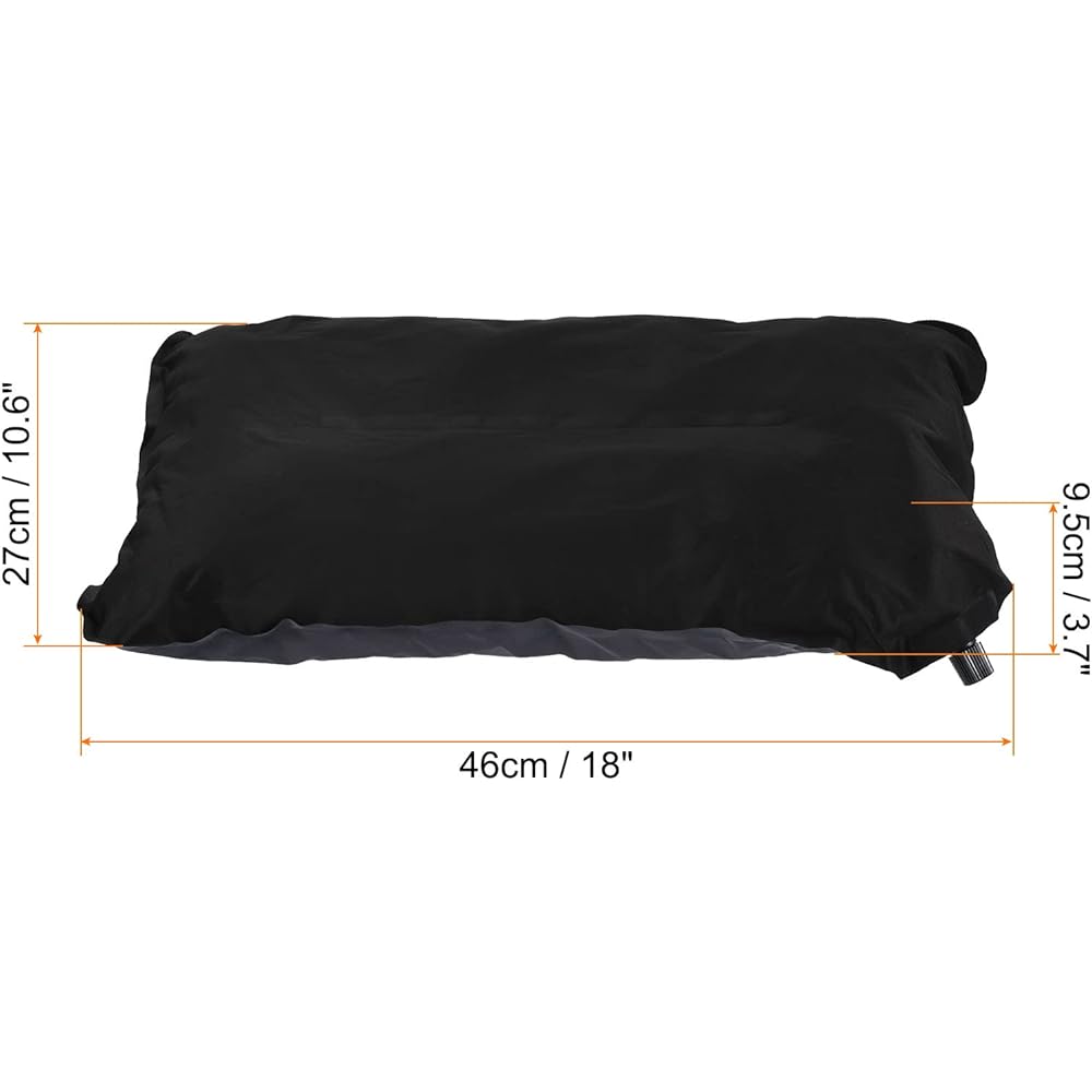 PATIKIL Inflatable Pillow 43 x 32 cm Ultralight Camping Travel Pillow Desk Rest Cushion Storage Pouch with Eye Masking for Hiking Backpacking Black