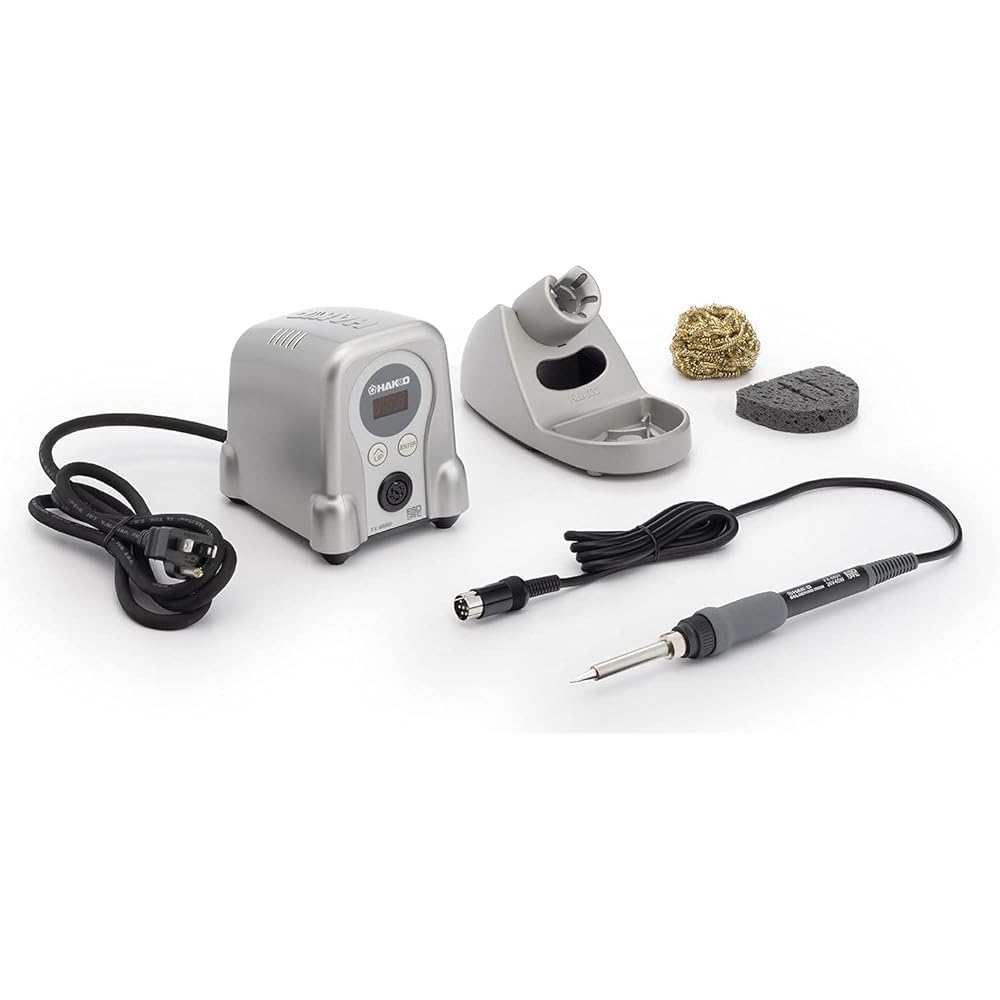 HAKKO Digital Temperature Control Soldering Iron Station Type Silver 2-Pole Grounding Plug FX888D-01SV