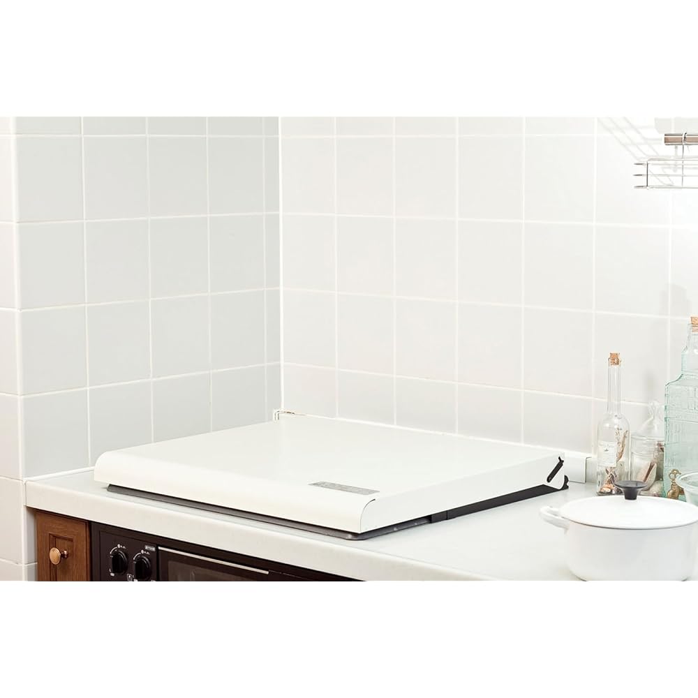 Ikenaga Iron Works Stove Cover Oil Splash Guard Dual Use Made in Japan Gas/IH 61.5 x 51.5 x 4.5cm Cooking Space Stove Lid Ivory IK-20W