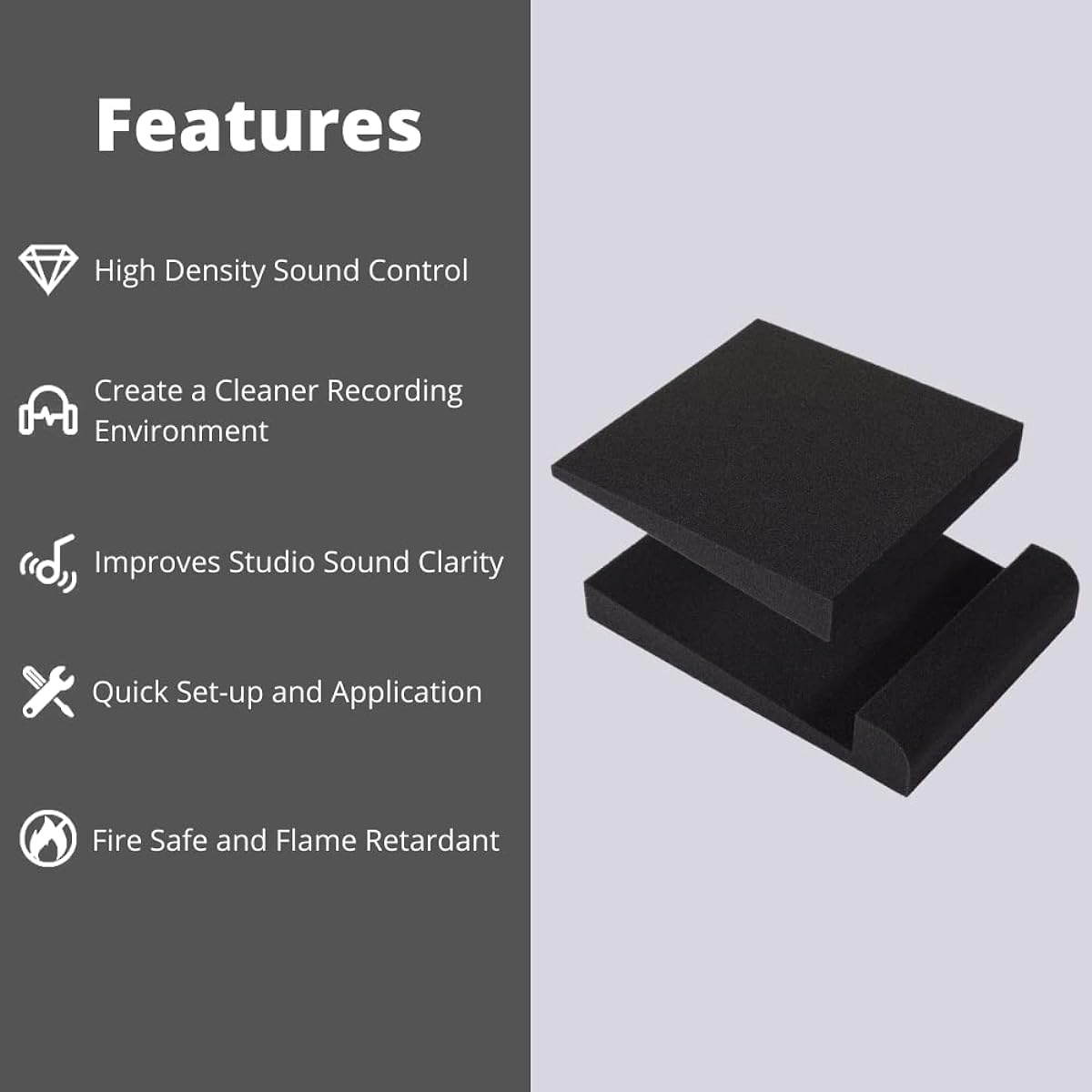 TRUE NORTH Studio Monitor Isolation Pad Pair (5" Speaker Isolation Pad) - Studio Monitor Pad - Sound Pad - Bookshelf Speaker Pad Isolation Pad for Speakers Speaker Foam