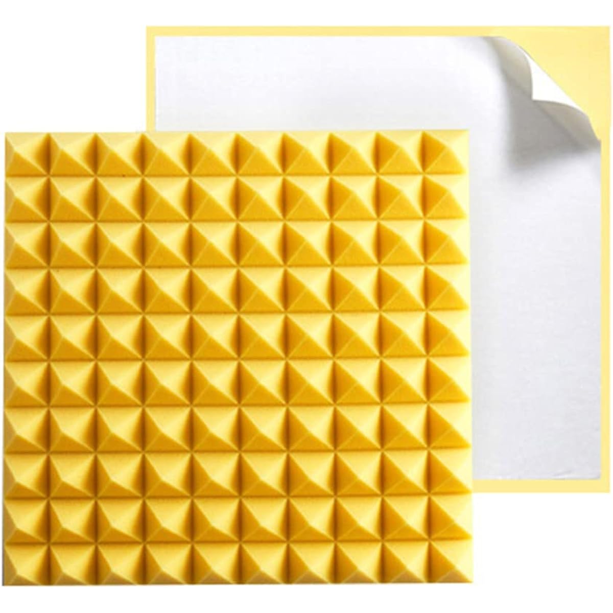 Acoustic Treatment Foam, Self Adhesive Soundproofing Foam Panels High Density Noise Absorption Panels for Studio Game Room (Yellow 50*50*5CM) (Yellow 50*50*5CM)