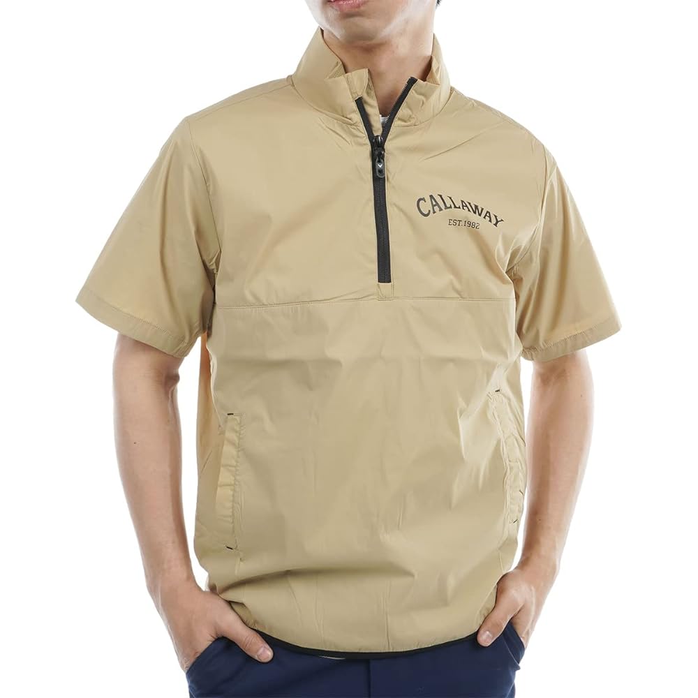 [Callaway] Men's Short Sleeve Half Zip Blouson (Stretchy, Water Repellent, Mesh Lining) / Golf / C23116100