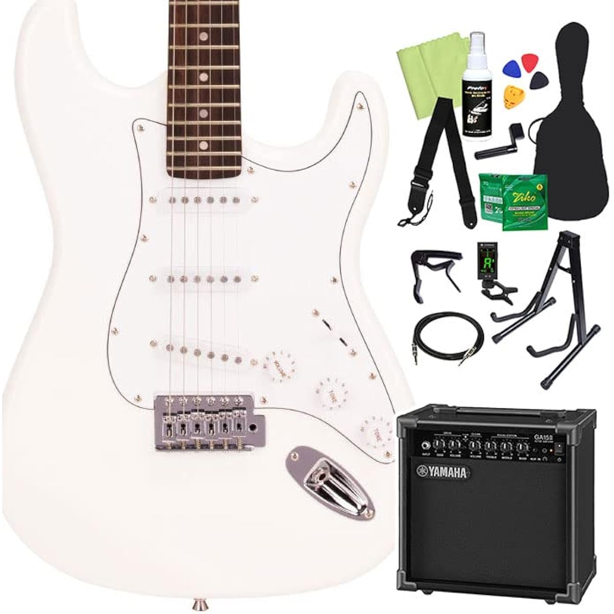 SX ED1 Electric Guitar Beginner 14-piece Set [Includes GA15II] WH Stratocaster Type SX