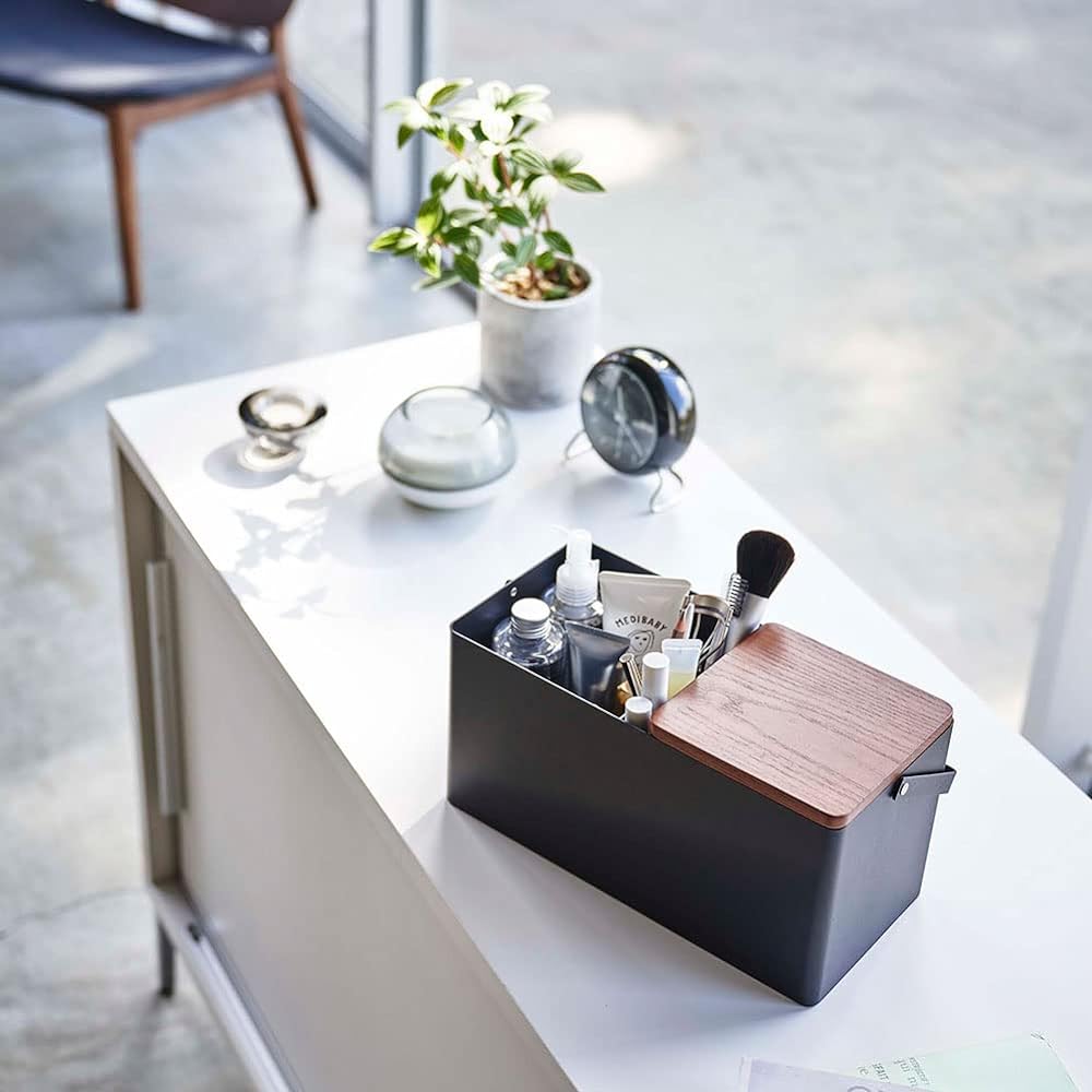 Yamazaki Makeup Box Black Approx. W31XD15 (Including Handle) XH15.5cm Tower Portable with Handle 5454