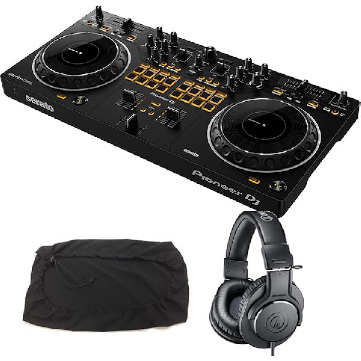PIONEER DJ controller DDJ-REV1 + headphones ATH-M20 + dust cover set (serato compatible) dj ddj