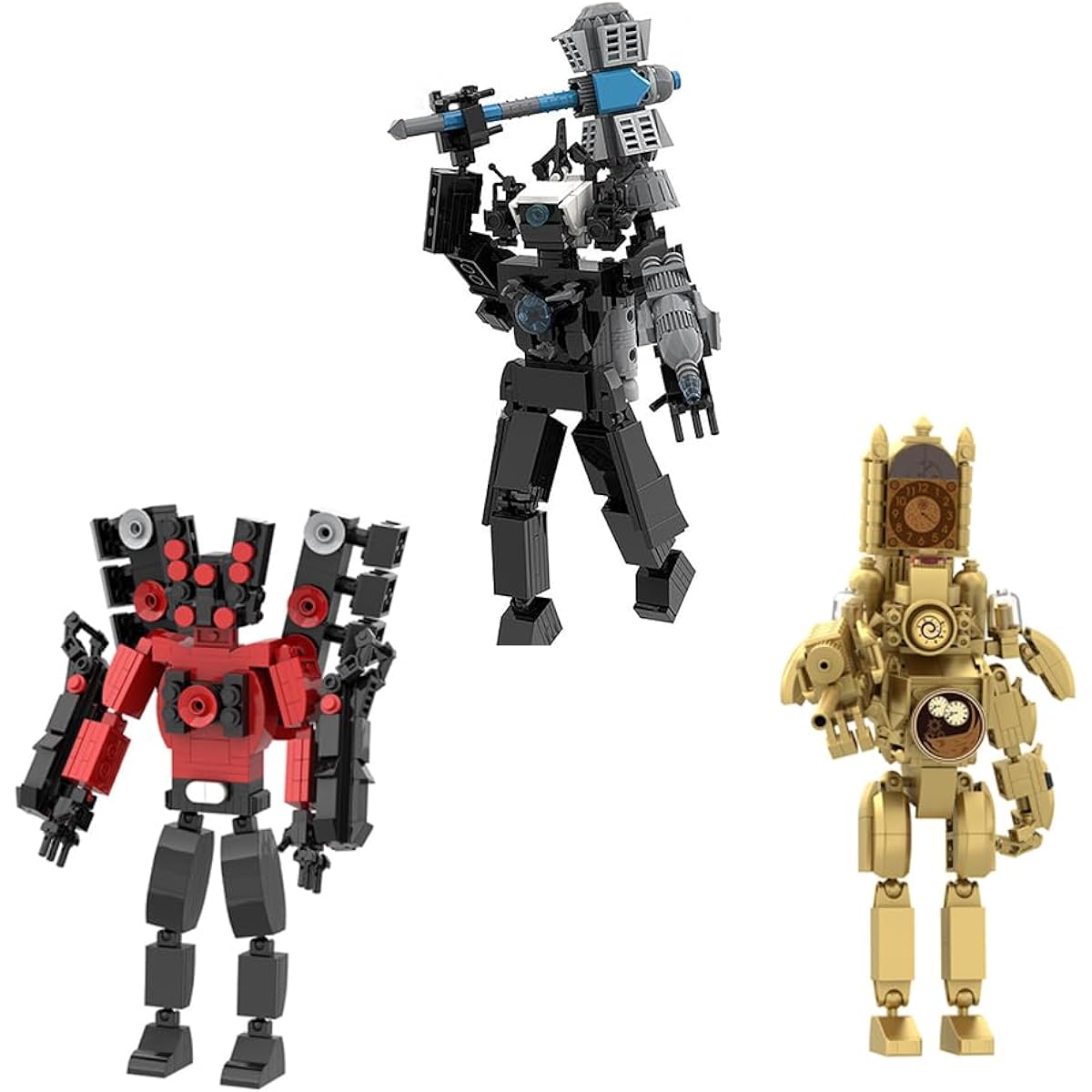 graded Skibidi Toilet Block Titan Cameraman Titan Clockman Series Figure Model Building Block Toy Skibidi Toilet Series Figure Model Reproducible Assembly Skibidi Toilet Building Block Toy Fun Educational Toys for Fans and Kids Christmas Gifts (Set of 3)