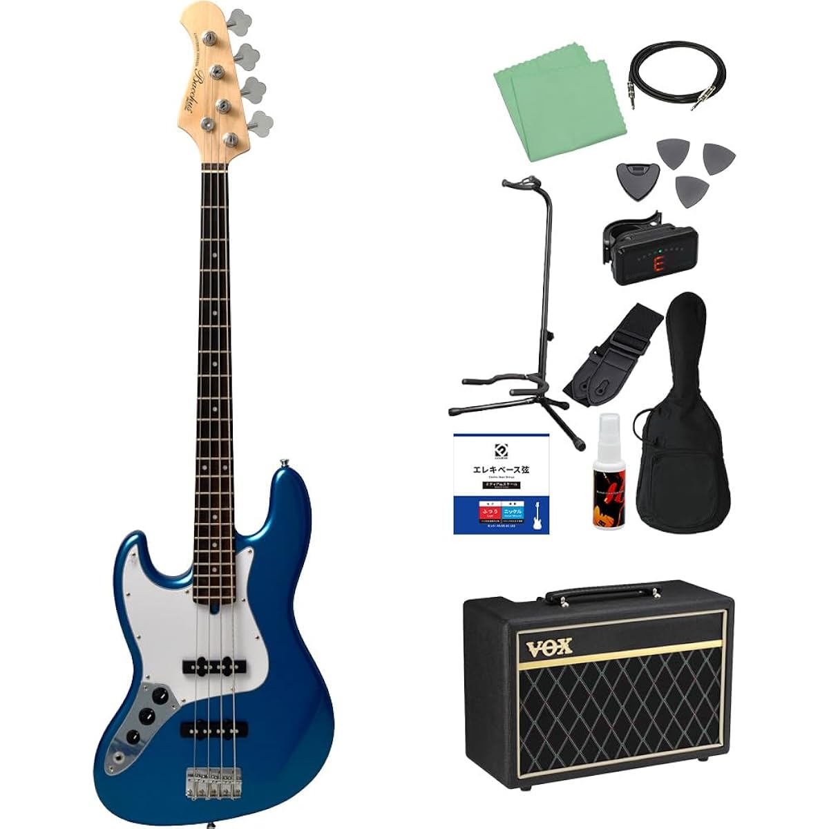 Bacchus BJB-1R-LH DLPB Dark Lake Placid Left-handed Bass Beginner 12-piece set [VOX amp included] Jazz bass type Left-handed Bacchus