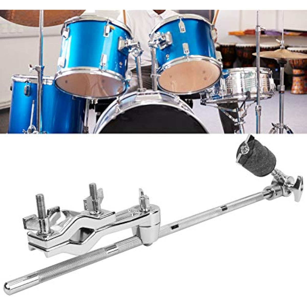 Drum Kit Extension Clamp Metal Felt Pad Heavy Duty Cymbal Holder Removable and Adjustable Drum Clamp for Percussion Instruments