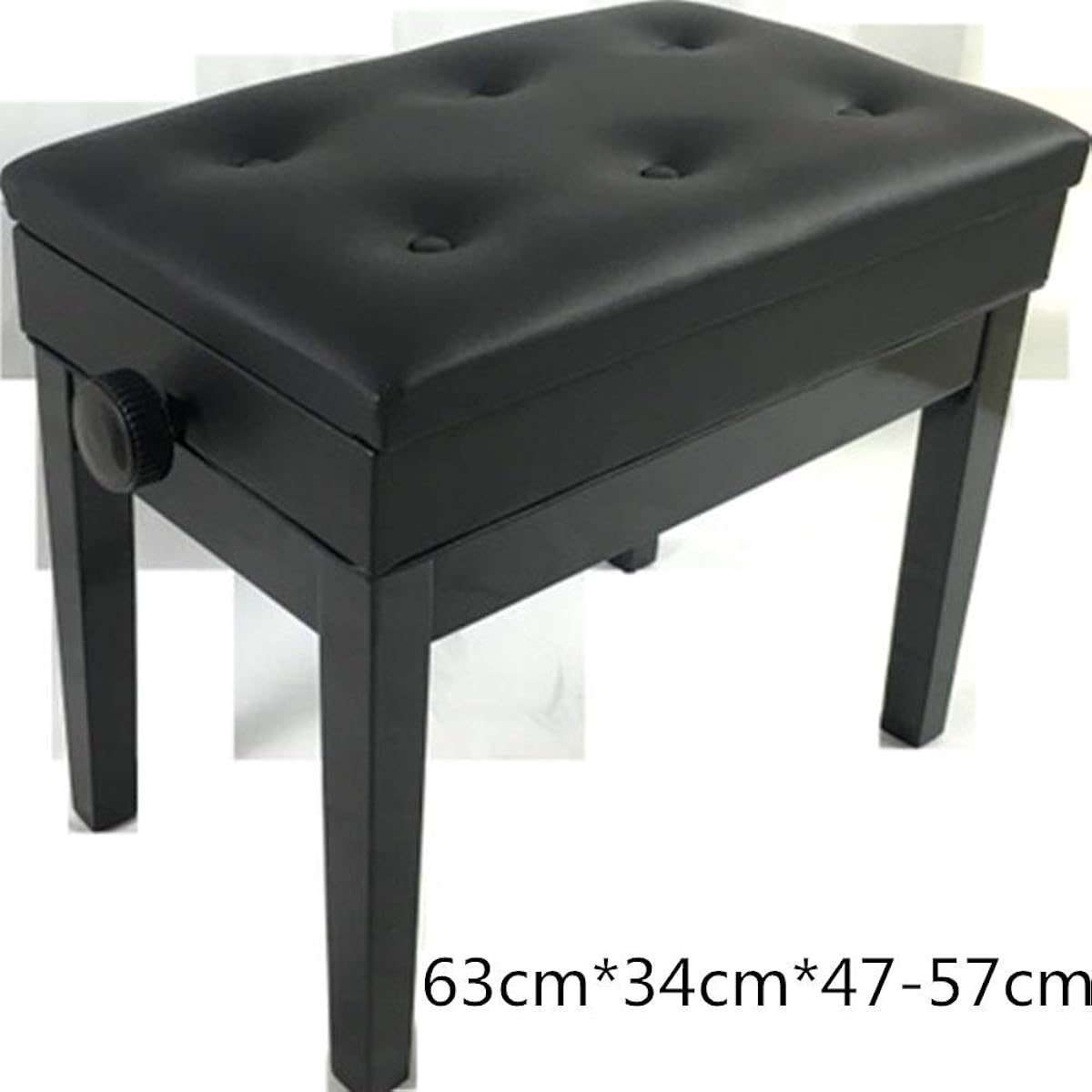 Piano Bench Single Solid Wood Piano Stool with Bookshelf Black Comfortable Seating Experience (Color : Black, Size : 63x34x57cm)
