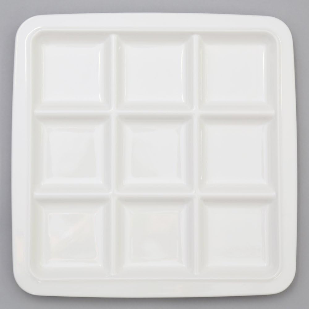 Hist Commercial Kitchen Equipment Hist Lunch Plate White Square 3/6/9 Dividers Commercial Tableware Melamine One Plate (10, 9 Dividers)