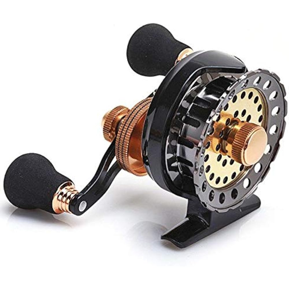 Wellvie Skein Fishing Squid Reel Chinu Drop Right Hand 2.6:1 Aluminum Machine Cut 6+1BB Raft Reel Hechi Fishing Single Shaft Reel Taiko Reel (Gold)
