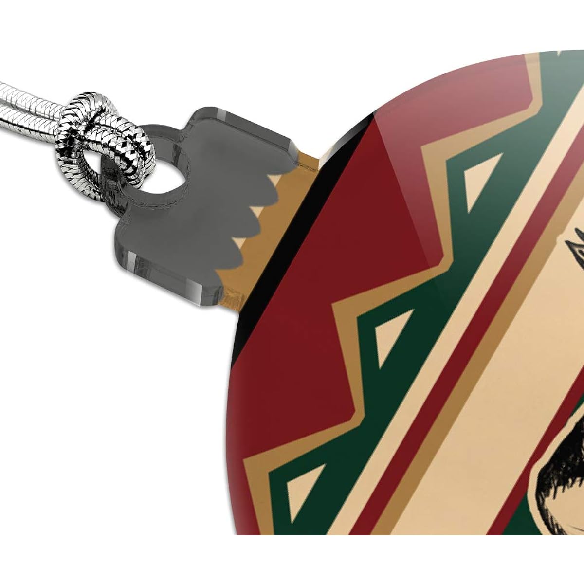 Wolf Wolf Southwest Native American Red Green Pattern Acrylic Christmas Tree Holiday Ornament