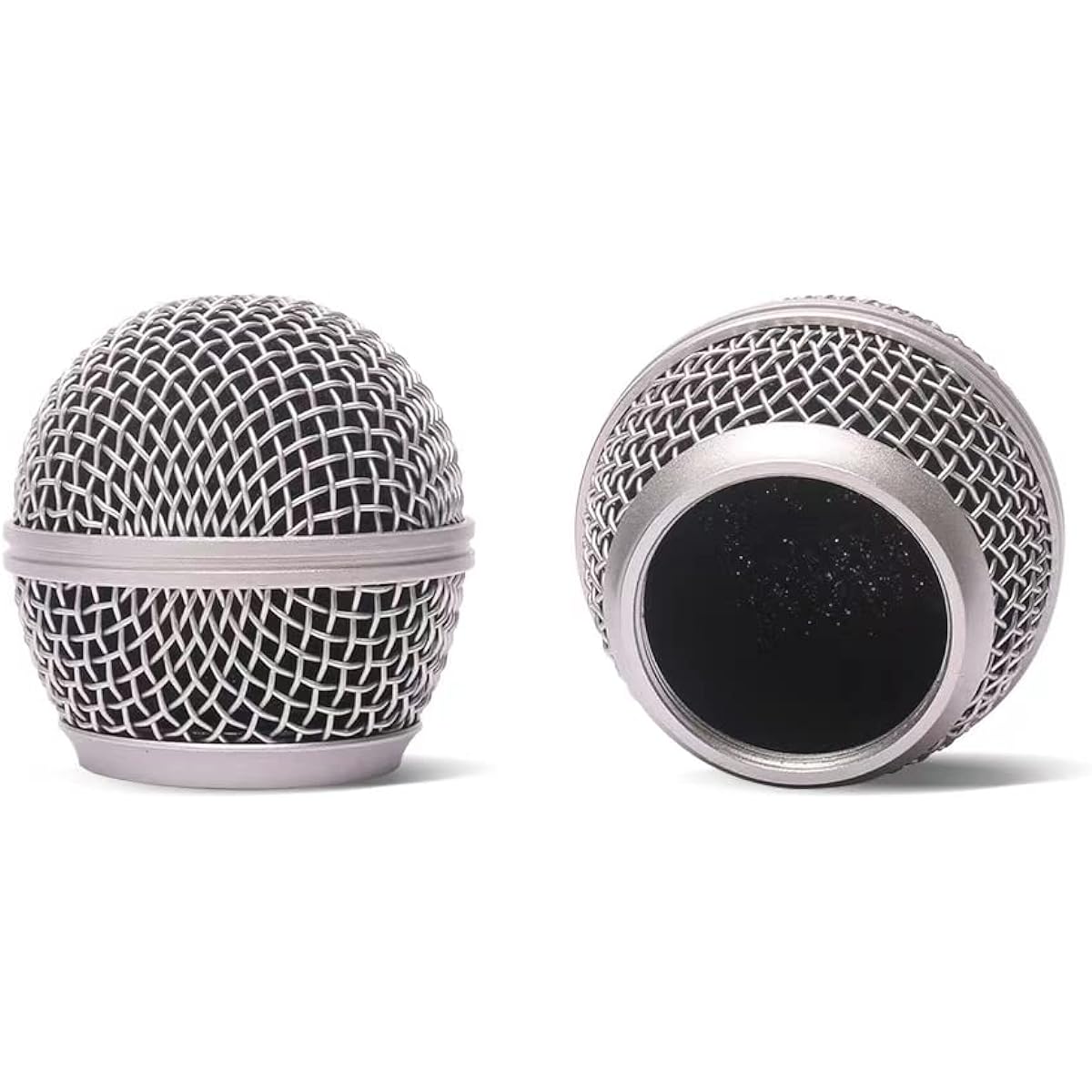 4pcs Silver Microphone Head Replacement Mic Grill Ball with Inner Foam Steel Mesh Microphone Grill Head Grill Ball Type for Beta SM58