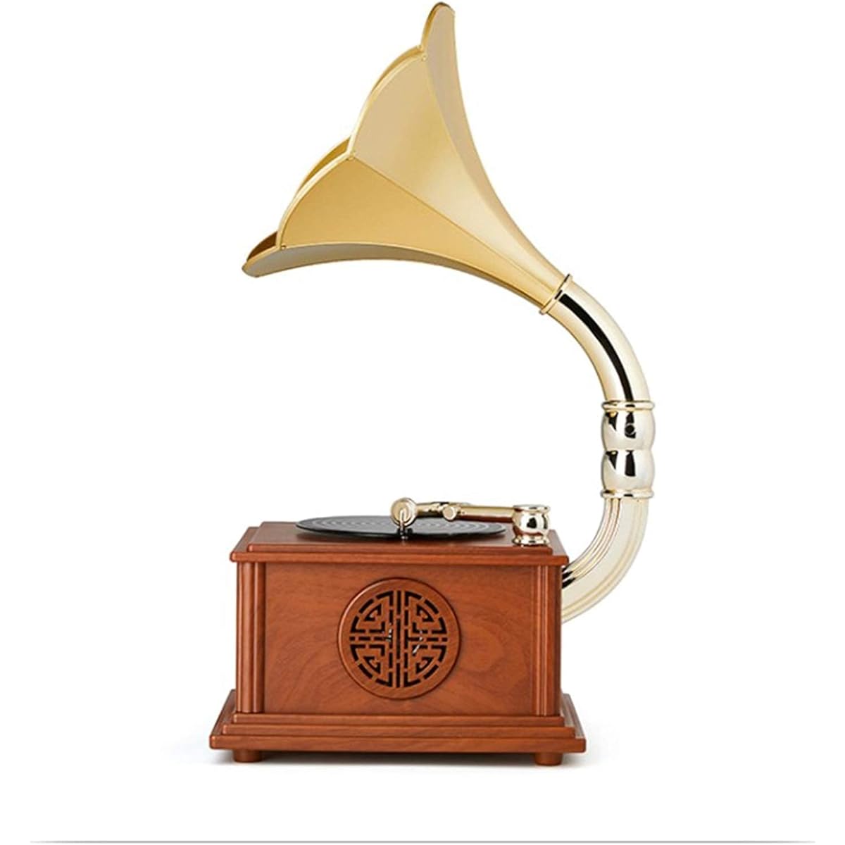 Home Decor Retro Antique Gramophone Phonograph Turntable Vinyl Record Player Stereo Speaker System Control Recorder