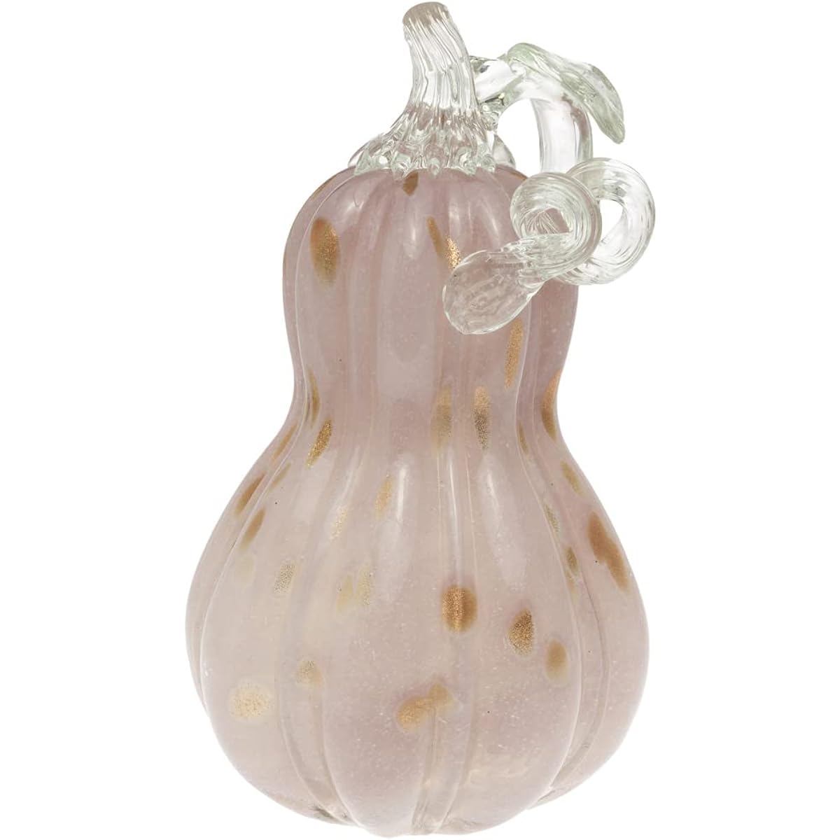Boston International Fall Harvest Thanksgiving Decor Tabletop Glass Pumpkin Large Pink Gold Spotted