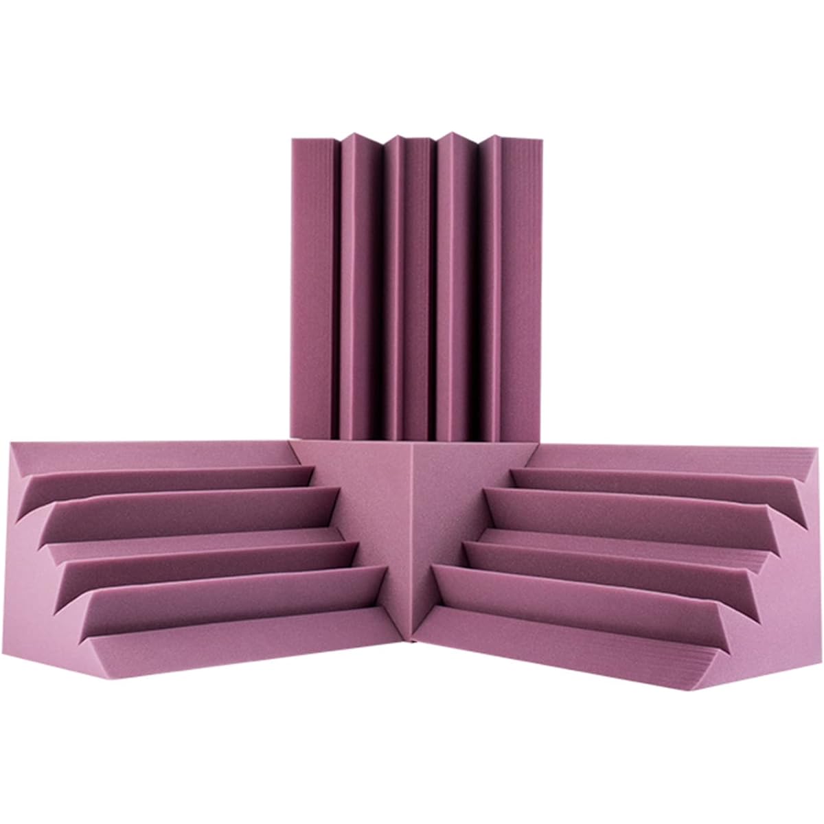 Bedroom Sound Absorbing Cotton, High Density Corner Sound Absorbing Foam, Soundproofing Treatment Accessories Set for Studio or Cinema (Black) (Purple)