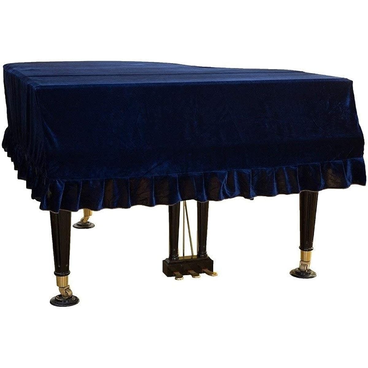 J&C Grand Piano Cover 150-160cm 220G Thick Pleuche Cloth Gold Velvet 5' 5.5' 5' 8' 6' 6.8' 7.5' 8' Dustproof/Static Cover (Blue, Excluding Chair Cover, 6.2 -6.5')