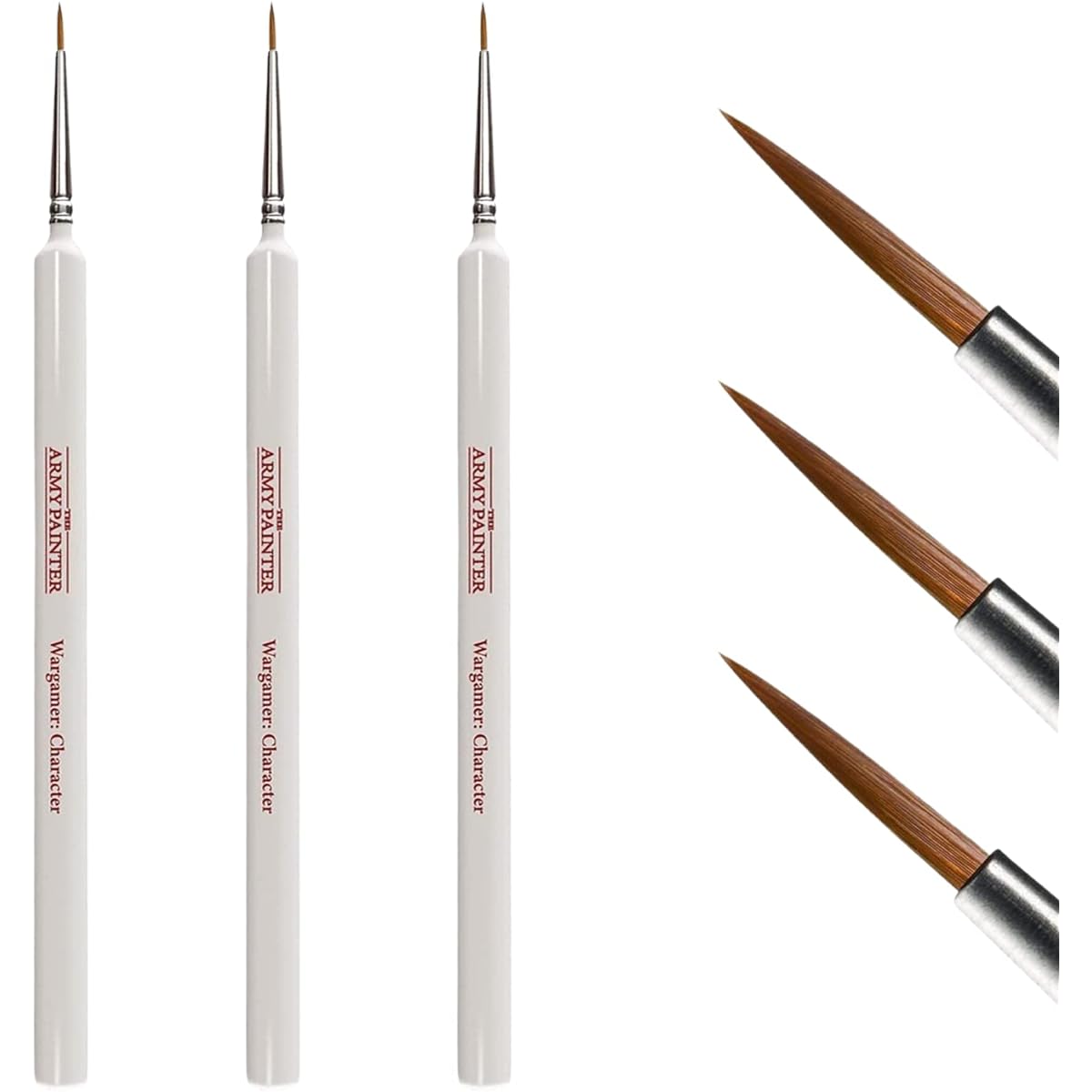 The Army Painter Wargamer: 3 Piece Character Small Paint Brush Set by Rotmarder with Sable Hair - Detail Paint Brushes, Model Paint Brushes for Miniature Paint Set, Fine Tip Paint Brushes for Miniature Painting