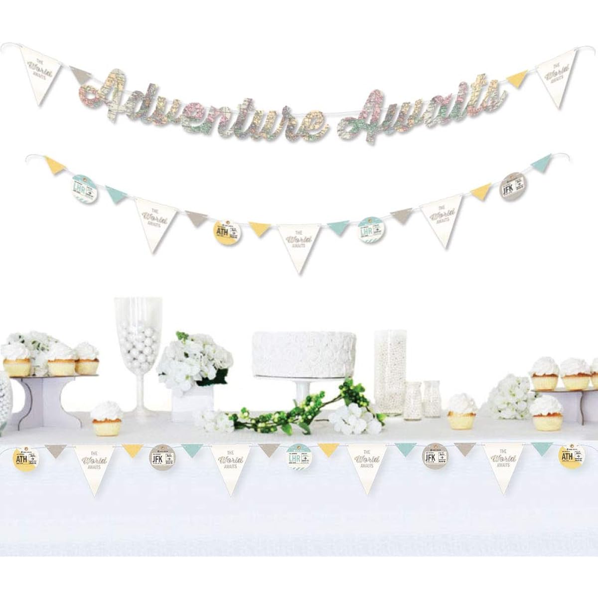 Big Dot of Happiness World Awaits - Travel Theme Party Letter Banner Decor - 36 Banner Cutouts and Adventure Awaits Banner Letters