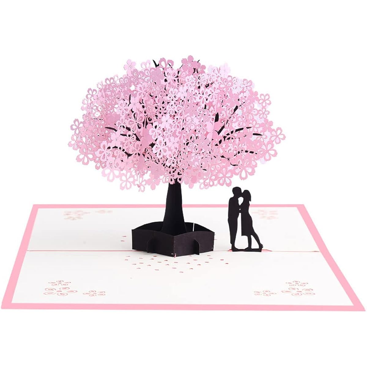 Valentine's Day Greeting Card Romantic Confession 3D Three-dimensional Rose Greeting Card Pop-up Happy Birthday Card Pop-up Valentine's Day Card Flower Mother's Day (Lovers' Cherry Blossom Greeting Card)